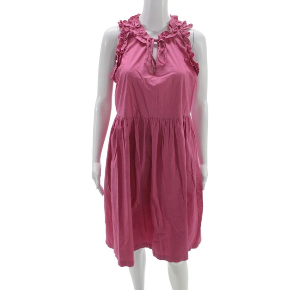 Maggy London Womens Pink Shift Dress Sleeveless Cotton Tie Neck Size 6